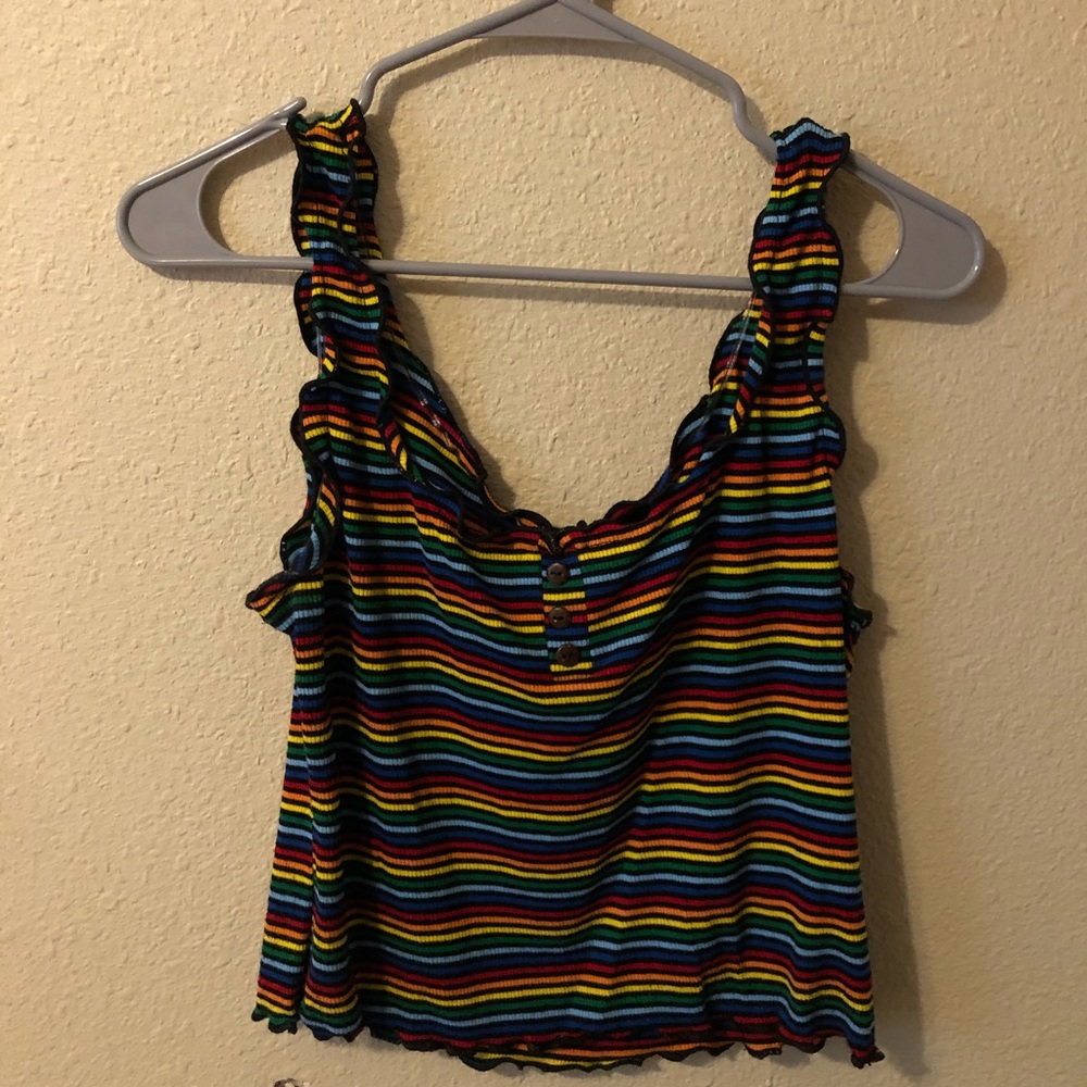 Cute Striped Cropped Tank Top